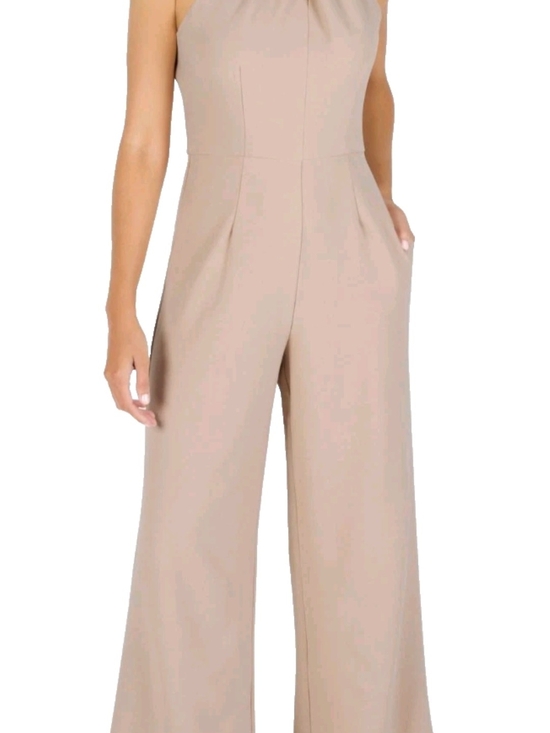 julia jordan Pants - julia jordan Sleeveless Wide-Leg Jumpsuit in Beige Taupe